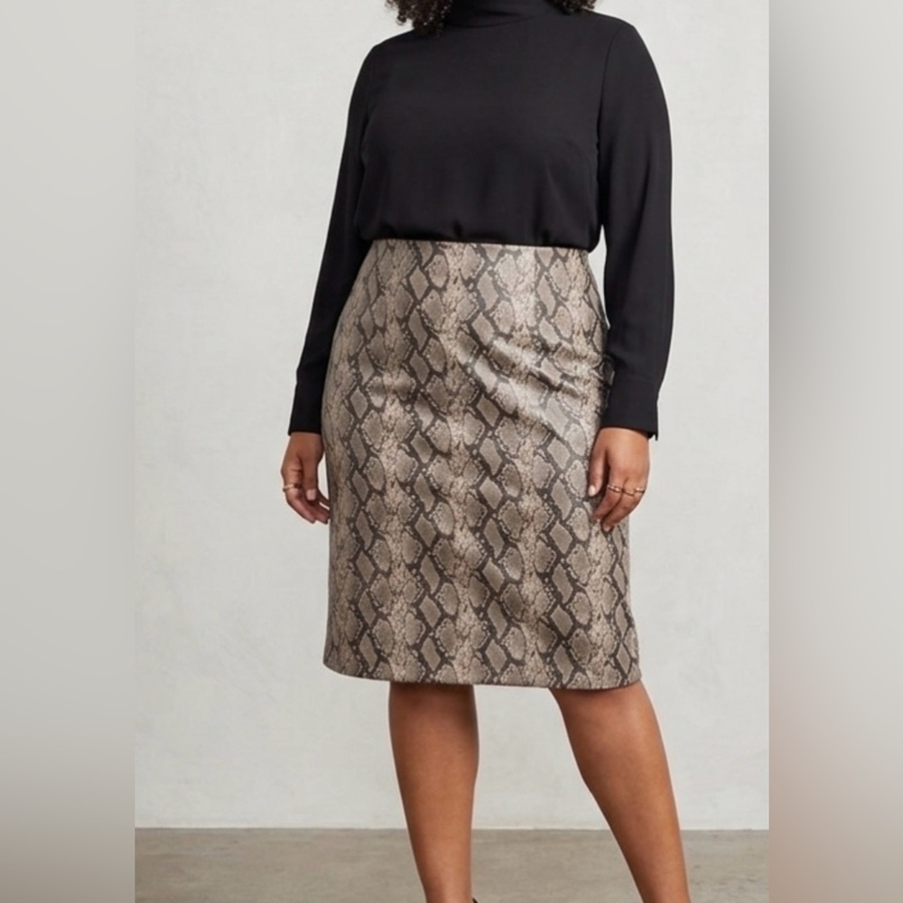 Mark Alan New York Vegan Leather Snake Print Midi Skirt